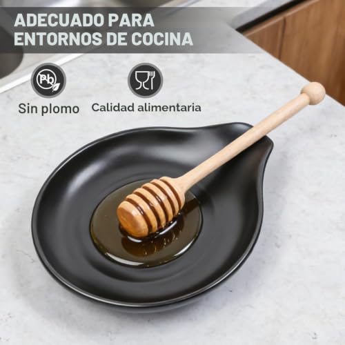 Miniatura 7 de Dooclib Reposa Cucharas Cocina, Reposacucharas De Cerámica Con Diseño En Espiral Para Estufa, Encimera De Cocina Y Mesa Soporte Resistente Al Calor Para Cucharones Y Espátulas