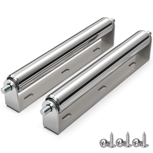 TAOMENNI 1.5' Diameter Stainless Steel Roller with Bracket Set, 11.8' BF Length, 2-Pack, Heavy Duty...