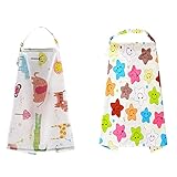  2 PCS Lactancia Cubierta, Transpirable Ajustable Mantas de Lactancia de Algodón, para la Cubierta de Privacidad de Algodón Transpirable de Mamá con Lindos Gráficos
