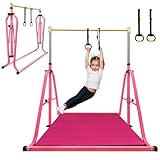 Peakpath Foldable Gymnastics Bar for Kids, Adjustable Height 3-5ft, 330lbs Weight Capacity, Professional Junior Training Equipment for Home, Ideal for Girls & Boys Birthday Gift