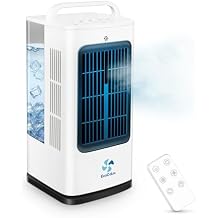 Portable Air Conditioners, Evaporative Air Cooler with 1.7L Water Tank, Adjustable Cooling Fan with Humidifier & 7H Timer For Car Home, Office, Desk, Outdoor
