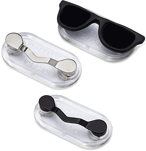 Readerest Magnetic Eyeglass Holder - ID Badge Holder, Stainless Steel, Classic Black, Black Shades