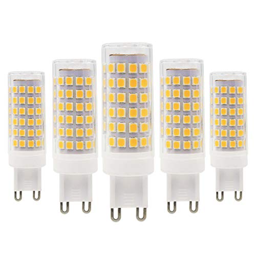 G9 LED Birne Leuchtmittel Lampe 9W / 800LM, Warmweiß 3000K, Nicht Dimmbar, 80W Halogen Ersatz, Wärmeableitung keramik, 360° Abstrahlwinkel, AC220-240V, 5er-Pack Cover