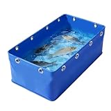 Yopappol Rechteckiger Fischteich Aus PVC-Plane, Fischteich Mit Ablassventil, Zusammenklappbarer Oberirdischer Fischtank Aus Segeltuch Mit Verstärkten Kanten Für Koi Und Wasserzucht(6x3x1.0m)