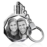 HAN'S LASER Customized Crystal Keychain, Personalized Picture Key Chain with LED Light, Best Custom Gift, Octagon