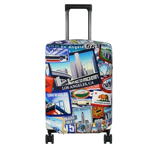 HYPER VENTURE Washable Luggage Cover - Fashion Suitcase Protector Fits 23-26 Inch Luggage (Travel Location, M)