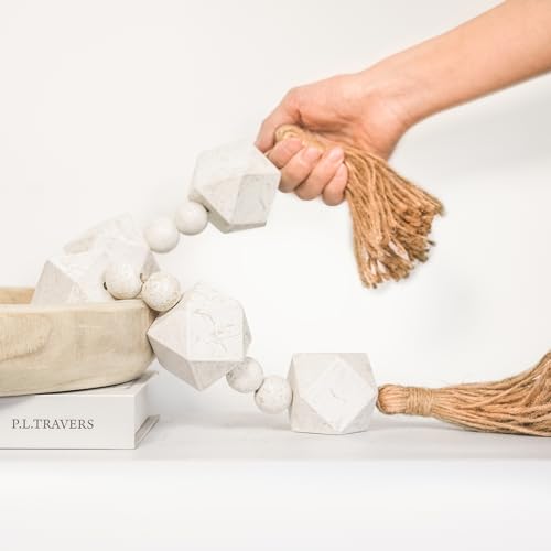 RUIRUICO Extra Large Wood Bead Garland with 2