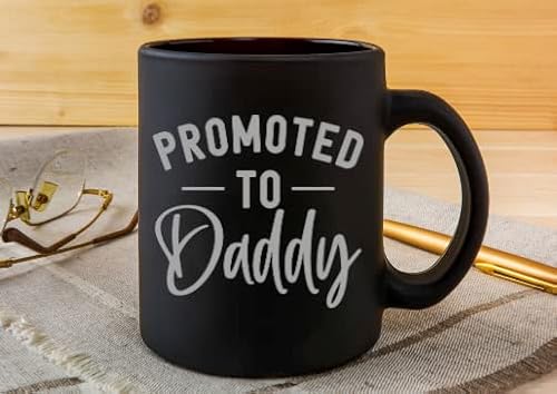 Pregnancy Gift Promoted To Mommy - Promoted To Daddy 11 Oz Mug With Silver Text - Top Mom And Dad Gift Set For New And Expecting Parents To Be - Baby Shower Idea #TOP4