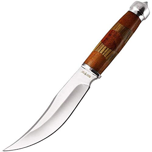 Fixed Blade Knife - Clip-Point Fishing Bushcraft Hunting Knives with Sheath - Best 420 Stainless Steel Classic Fix Blade Hunting Knife with Wood Handle & Glass Breaker - Best Gift for MenFB 623