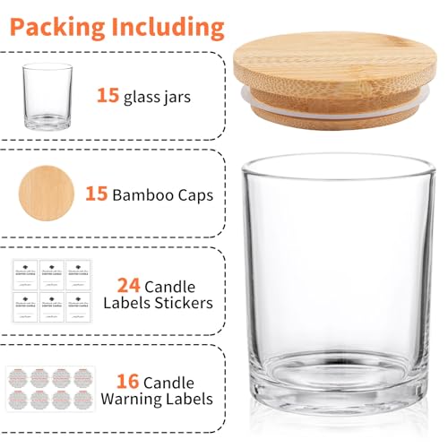 Supmind CLEAR JAR 15PCS 15 Pack Glass Candle Jars -7Oz Clear Empty Candle Jars thumb #2
