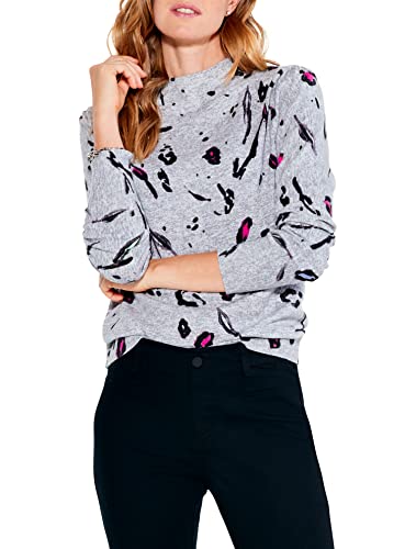 Nic+Zoe Women's Petal Toss Sweater, Grey Multi, Md #TOP12