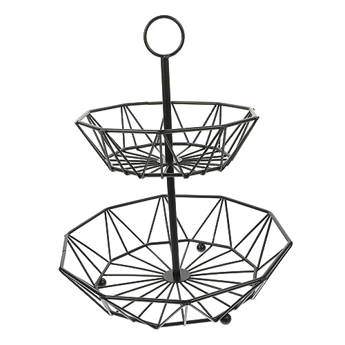 SOLUSTRE Tiered Fruit Basket for Kitchen Counter White Iron Fruits Serving Basket