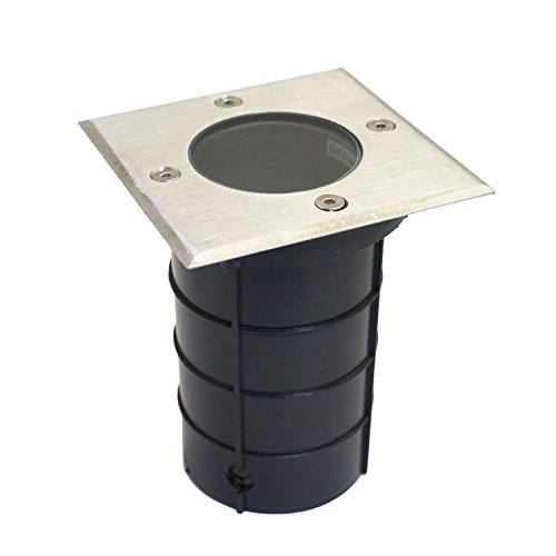 UKEW GU10 LED Recessed Ground Lights - Stainless Steel Marine Grade 316 IP67 Waterproof Buried Uplighters - Underground Lamp for Walkover Drive Pathways (Square)