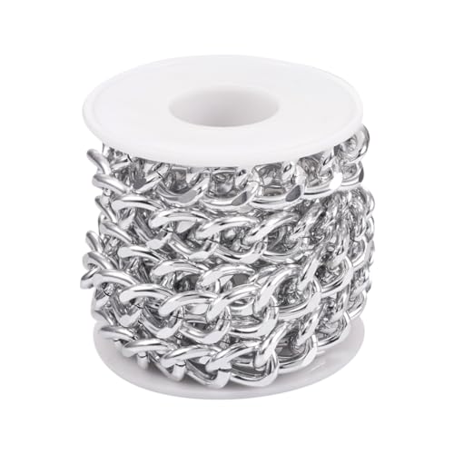 Boutigem Catene a maglia barbazzale in alluminio, non saldate, intrecciate, 2 m, 17 x 13 x 3 mm, per la creazione di gioielli fai da te