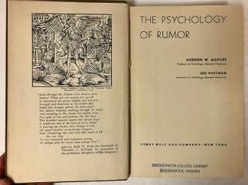 Hardcover The Psychology of Rumor Book