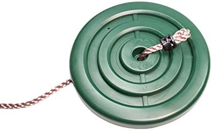 Garden Games Green Monkey Button Disc or Disk Swing Seat with Adjustable Silky Weatherproof Rope