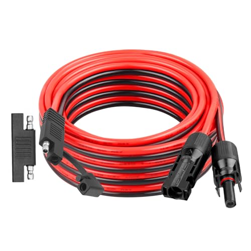 XRDS -RF 10AWG SAE to Solar Panel Connector Cable 20FT, Heavy-Duty Tinned Copper, Solar Extension Cable with SAE Polarity Reverse Adapter for Solar Power Systems and Battery Connections