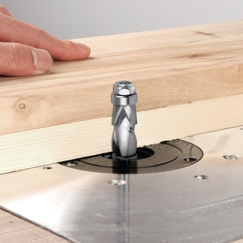 EANOSIC Carbide Compression Flush Trim Router Bit 1/4\" Shank with Top & Bottom Bearing, Pattern Template Flush Cut Spiral Router Bit 1/2\" Cutting Diameter for Wood Trimming - Thumbnail 5