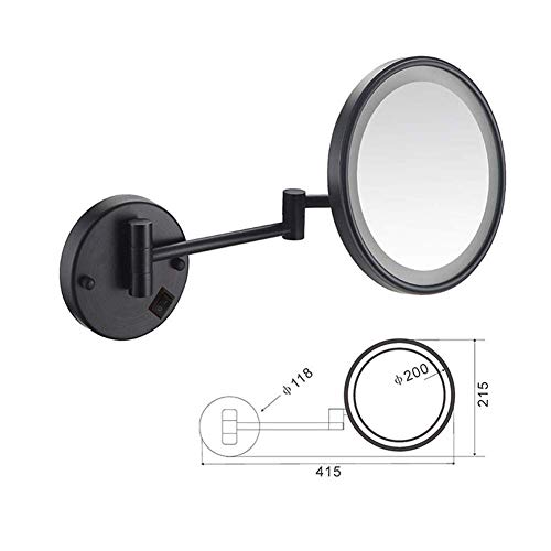 Miroir de maquillage LED extensible et mural en chrome