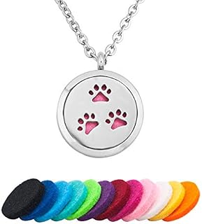 Moonlight Collection Dog Paw Print Perfume Pendant Chain Essential Oil Diffuser Necklace Cat