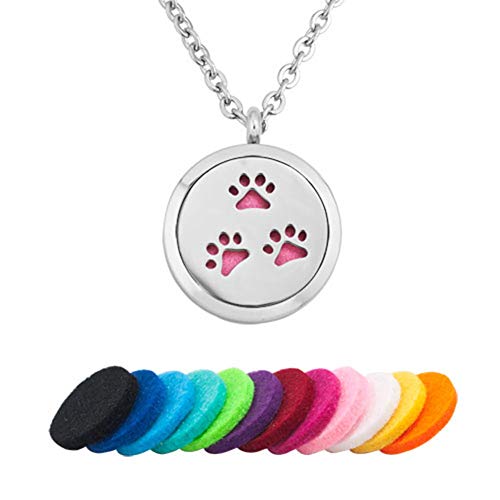 Moonlight Collection Dog Paw Print Perfume Pendant Chain Essential Oil Diffuser Necklace Cat
