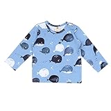 Walkiddy Langarm Shirt aus Baumwolle (Bio) 50/56, Cute Whales, Blau - Nachhaltige, ökologische und Faire Produktion in Europa - GOTS zertifizierte Bio-Baby- und Kinderkleidung