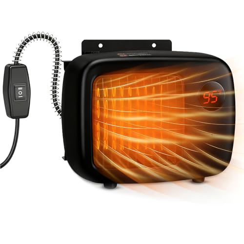 FHTONGE Thermostatic Outdoor Dog House Heater, 200/400W Pet House Warmer with 6.6Ft Anti-Bite Cord, Digital Display Dog Kennel Warmer Chicken Coop Heater for Outside Rabbit Pen Cat Hut Warm in Winter