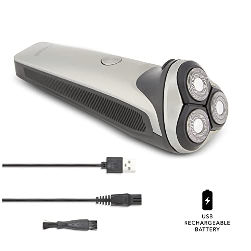 Image of VIVITAR Metallic Cordless 3 Head Rotary Shaver, Cordless Electric Rotary Shaver for Men with Three Independently-Floating Heads, Pop-up Trimmer, and Stainless Steel Blades for Wet and Dry Uses