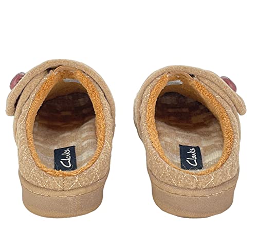 Clarks Womens Quilted Felt Clog Slipper JMS0783T - Soft Plush Terry Lining - Indoor Outdoor House Slippers For Women (6 M US, Tan)4