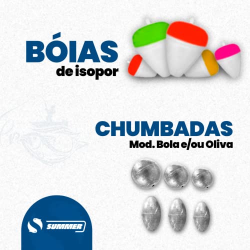 Kit Chumbada Anzol Giradores Boias Linha e Sino