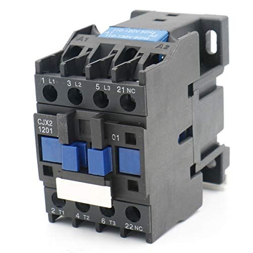 Baomain 3-Pole AC Contactor CJX2-1201 110VAC Coil, 3NO+1NC Auxiliary, 660V 3-Phase, DIN Rail Mount,for Motor Starters, Pumps, and Industrial Control Panels