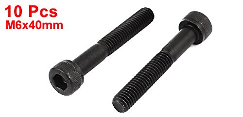 Miniatura 2 de uxcell Tornillos hexagonales de acero de aleación M6x40mm 12.9, perno parcialmente roscado, negro, 10 unidades