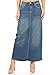 Women's Juniors Long A-Line Stretch Denim Maxi Skirt in Vintage Wash Size M