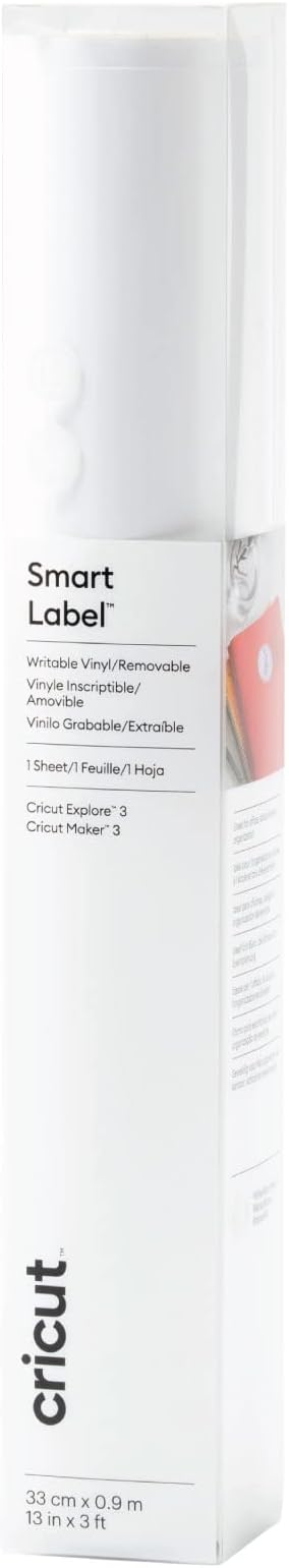 Cricut Smart Label inscriptif Amovible | Blanc | 0,9 m (3 Pieds) | Roll en Vinyle Auto-adhésif | pour Une Utilisation Explore 3 Maker 3, White, 0,9m (3ft)