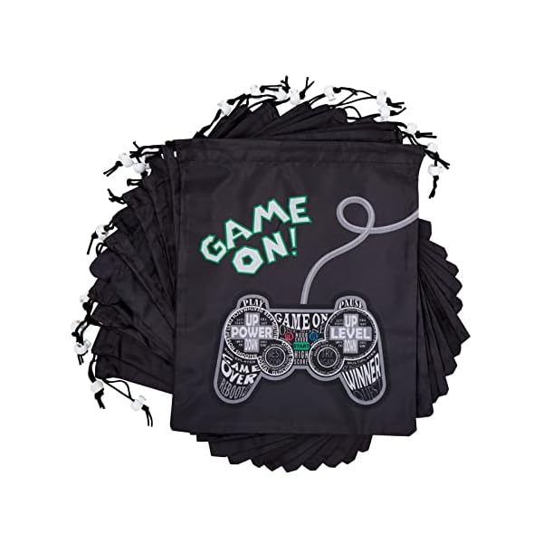 Juvale Geschenktaschen mit Kordelzug (Set, 12 Stück) - Game On! und Spielkonsolen-Design, Einseitig Bedruckt - Ideal für… – Bild 9