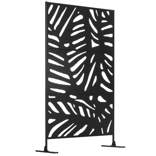 Outsunny Panneau Brise Vue Extérieur Décoratif 122 x 45 x 198 cm Noir