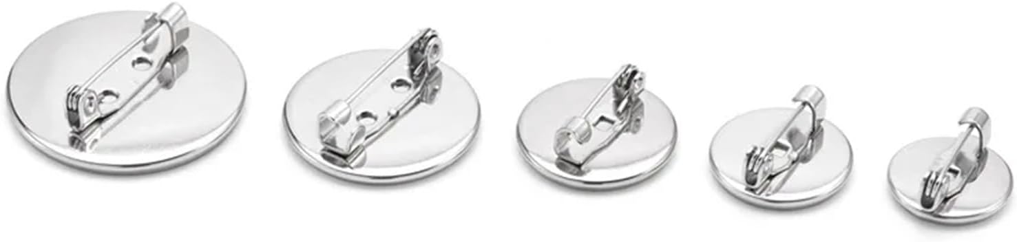 Cabochon Brooch 100pcs/lot Stainless Steel Brooch Base Setting with Safety Pin 8-30mm Blank Round Cameo Cabochon Base for DIY Jewelry Making(10mm Inner Base)