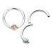 16G Opal Centered Stainless Steel Hinged Segment Ring for Septum, Nostril, Lip, and Ear Piercings - Available in Multiple Colors and Sizes (3/8" - Rainbow)