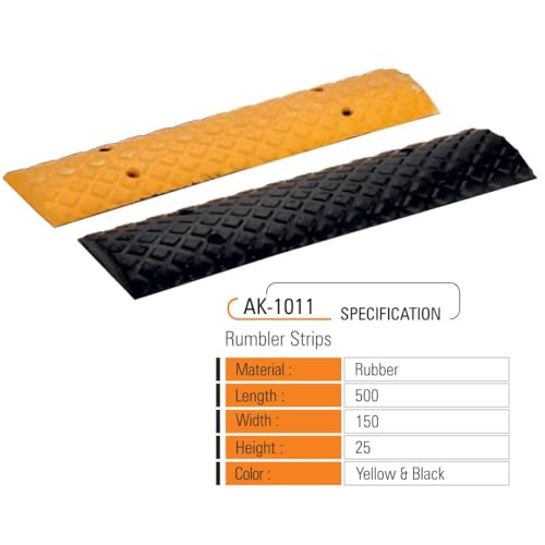 Image of Aktion Safety 25MM Rumbler Strips 4 Meter ABS Rumbler Strips (Black and Yellow) Pack of 8 Size 500 x 150 x 25 (500MM x 8 Blocks)