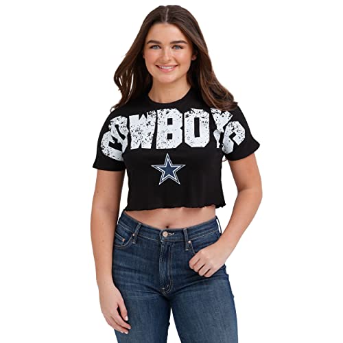 FOCO Dallas Cowboys NFL Womens Distressed Wordmark Crop Top - S