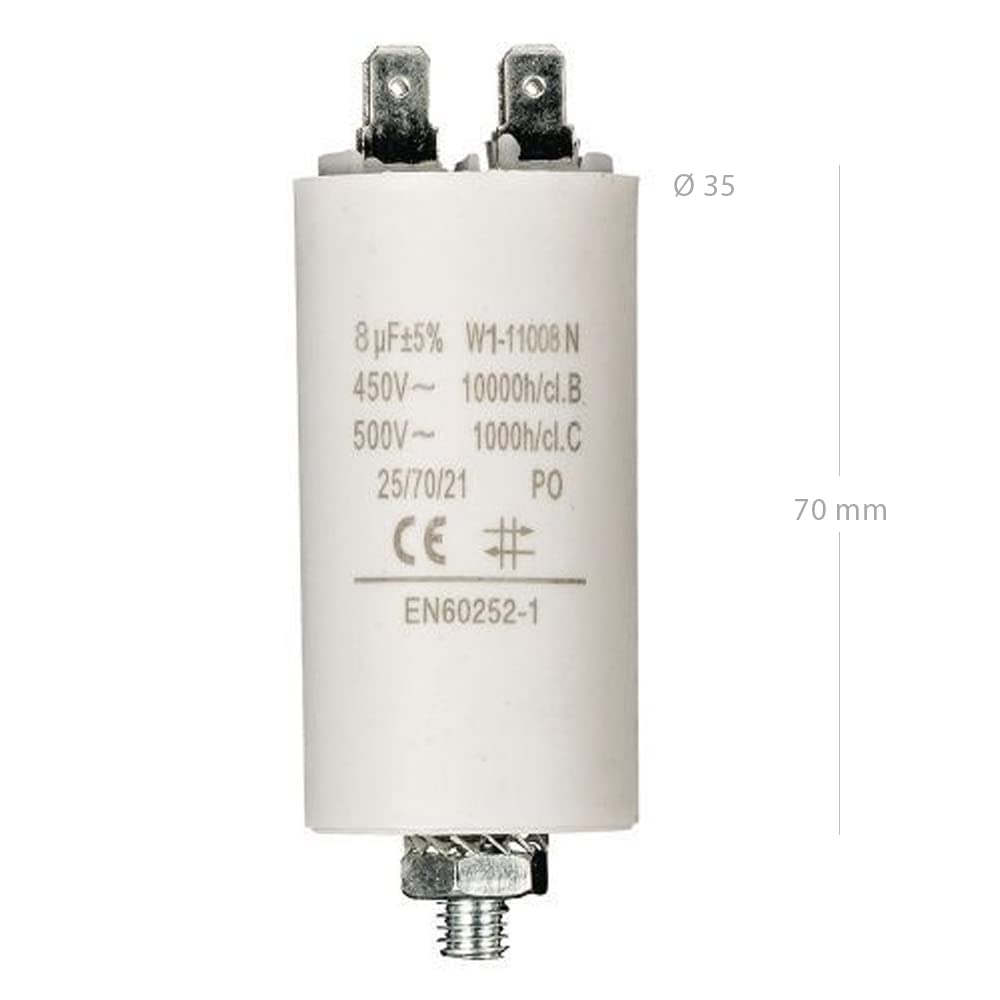 CABLEPELADO Condensador de arranque 450 VAC 8.0 uF monofásico 4 terminales