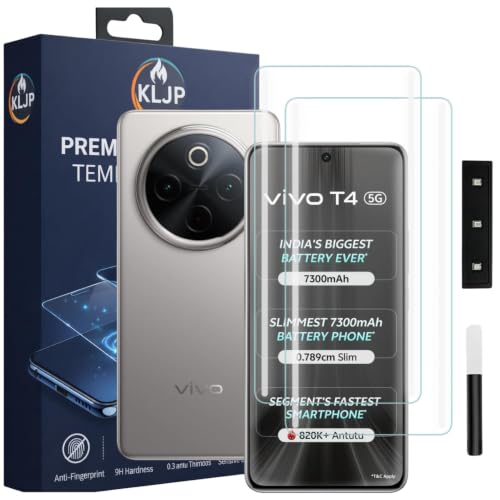 Image of Premium HD+ UV Tempered Glass Screen Protector For Vivo T4 (Pack 2) Full Adhesive UV Curved Screen Protector Case Friendly HD Clarity with Installation Kit
