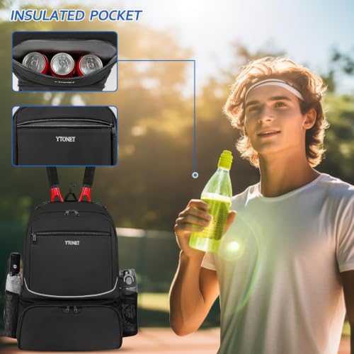 Image of Ytonet Tennis Bag Tennis Backpack for Women Men 2 Rackets | Insulated Pocket and Ventilated Shoe Compartment, Gym Bags with Fence Hook for Pickleball and Badminton Rackets