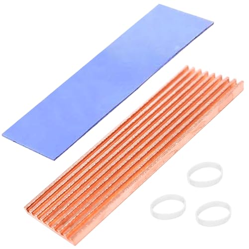Haojiaho - Dissipateurs de chaleur SSD M.2 70x21x2 mm en cuivre pur avec coussin thermique à base de silicone, dissipateur thermique pour le refroidissement des SSD 2280 M2 NGFF NVME pour ordinateur portable