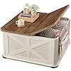 Amazon.com: VASAGLE Farmhouse Coffee Table with Storage, Square Coffee ...