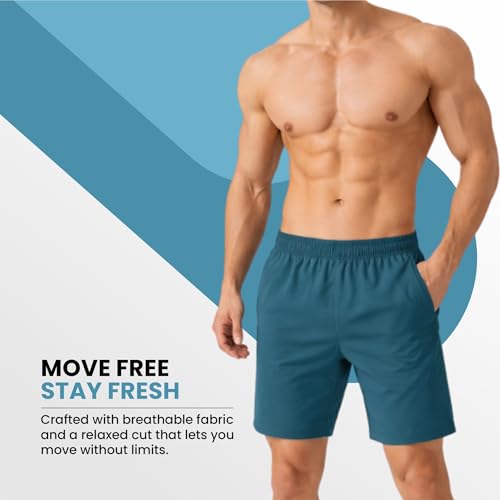 Image of NINQ Workout Half Pant for Man | Gym Shorts for Men with Drawstring Waist & 2 Zipper Pockets | Stylish Lightweight Shorts Pant for Men Sports