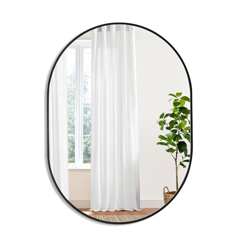 Oval Black Bathroom Mirror,22 x 30 Inch Wall Vanity Modern