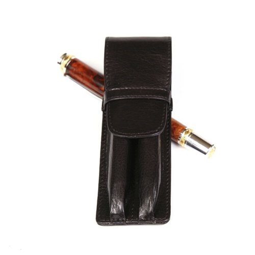 Leather Double-Black Pen Holder