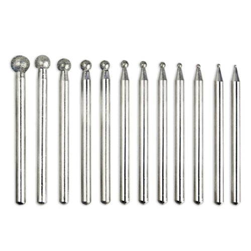 12pc Ball Sphere Diamond Burr Grinding Bits 0.5 to 6mm Fits Dremel