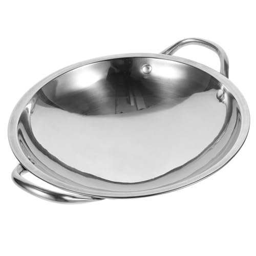 TOYANDONA Olla de Cocina de Acero Inoxidable con Fondo Redondo Doble Asa Antitérmica Resistente Calentamiento Rápido para Uso Doméstico